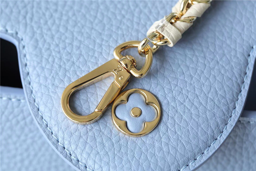 Louis Vuitton Capucines MM Taurillon Light Blue/ Beige For Women, WomenÃƒÂ¢Ã¢â€šÂ¬Ã¢â€žÂ¢s Bags, Shoulder And Crossbody Bags 12.4in/31.5cm Louis VuittonÃƒâ€šÃ‚Â 