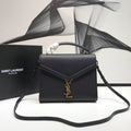 YSSL Cassandra Medium Top Handle Bag In Grain Black For Women 9in/24.5cm YSL