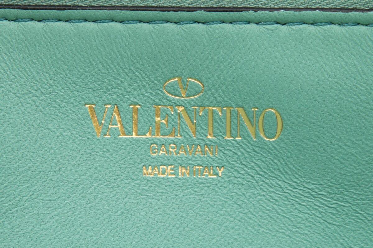 Valentino Stut Sign Shoulder Handbag in Mint Lambskin Leather
