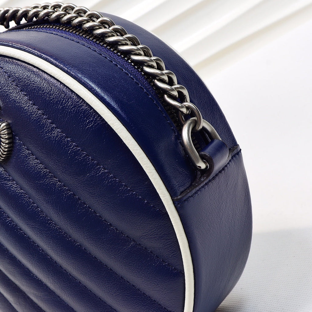 Gucci Marmont Mini Round Shoulder Bag Blue For Women 7in/18cm Gucci