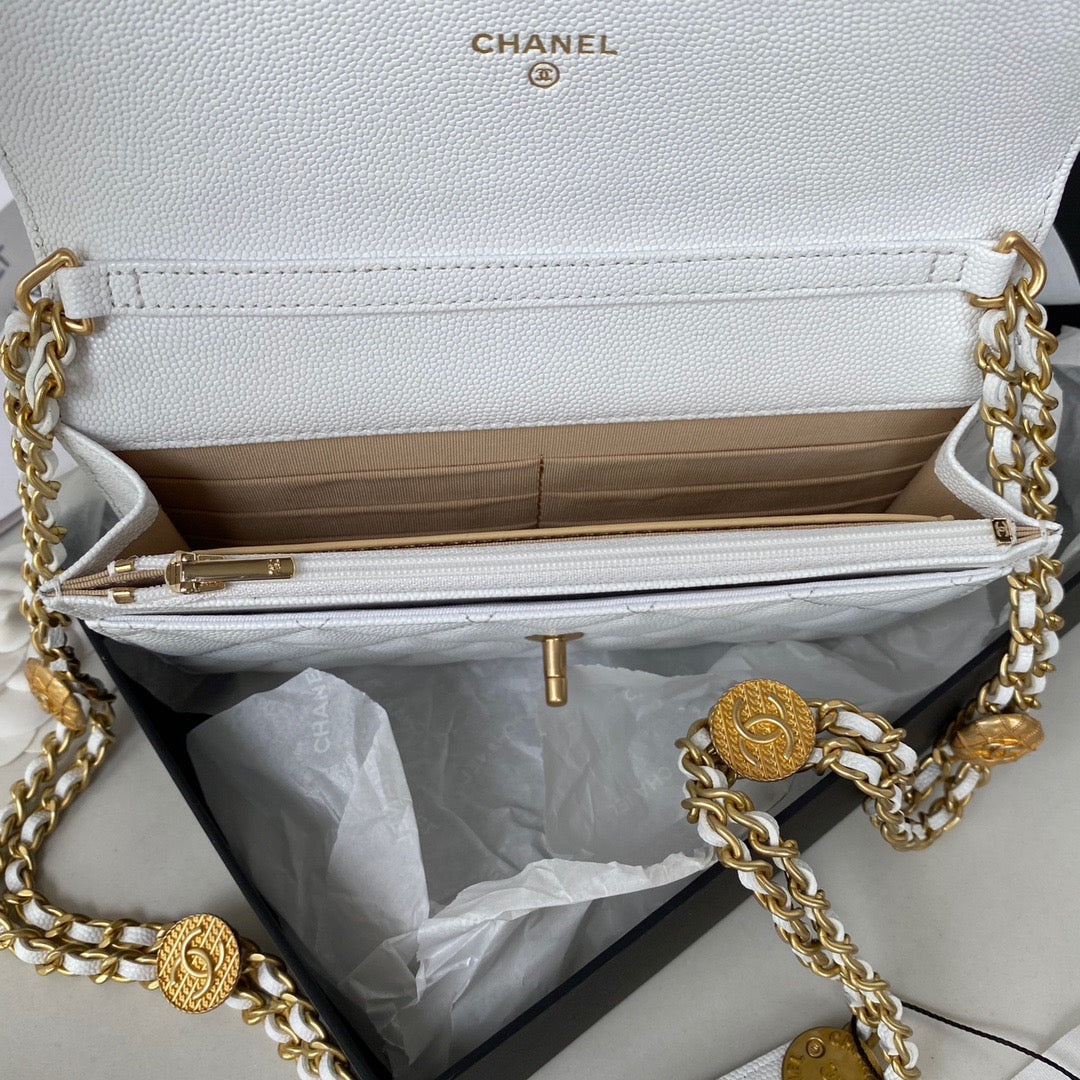 ChanelSmall GlamIap Bag Gold Hardware White For Women Handbags, Shoulder Bags 7.5in/19cm AP2840