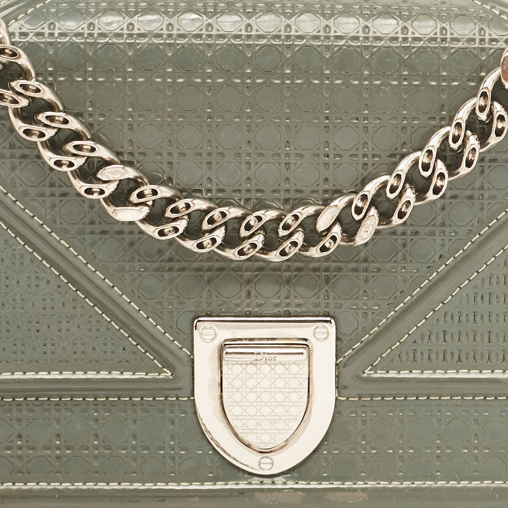 Dior Grey Micro Cannage  Leather Mini Diorama Shoulder Bag