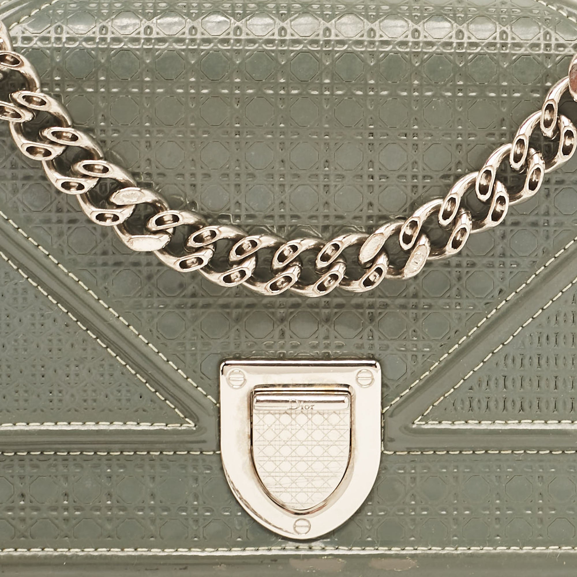 Dior Grey Micro Cannage  Leather Mini Diorama Shoulder Bag
