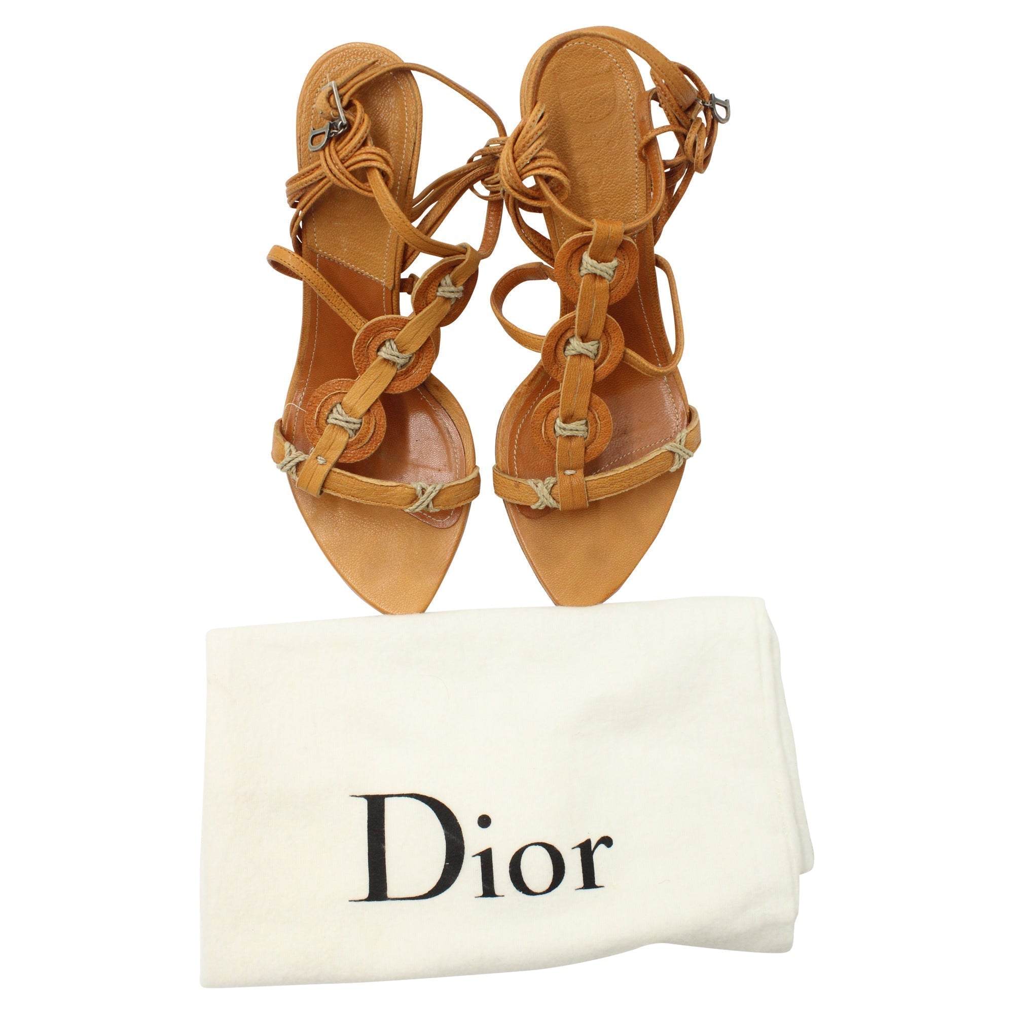 Dior Thong-Style Strappy Sandals in Br Leather