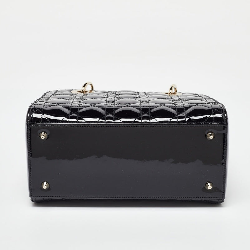 Dior Black Cannage  Leather Medium Lady Dior Tote
