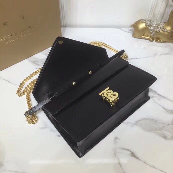 Burberry Small Tb Envelope Clutch Black By British Heritage For Women, Bags 10.2in/26cm
