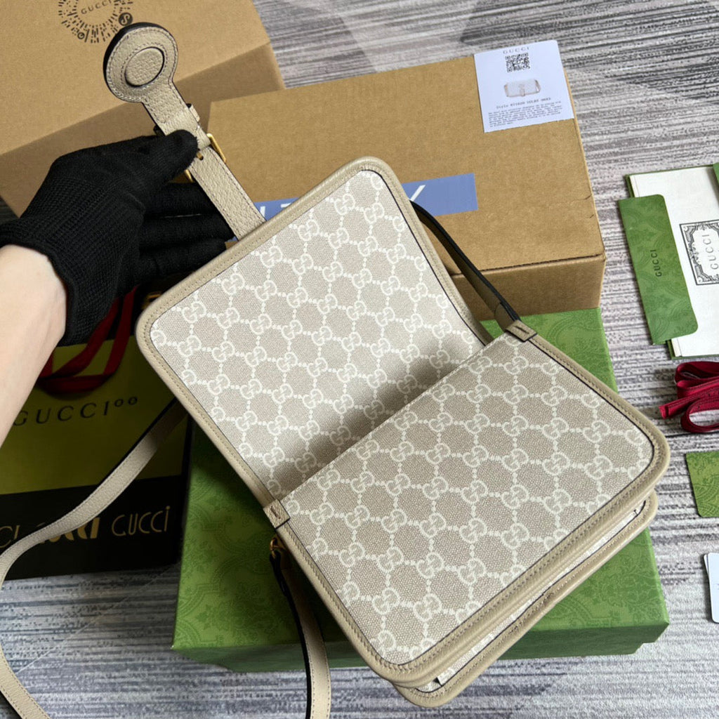 Gucci Mini Shoulder Bag With Interlocking G Beige For Women, Women’s Bags 7.9in/20cm Gucci ‎671620 UULBT 9683