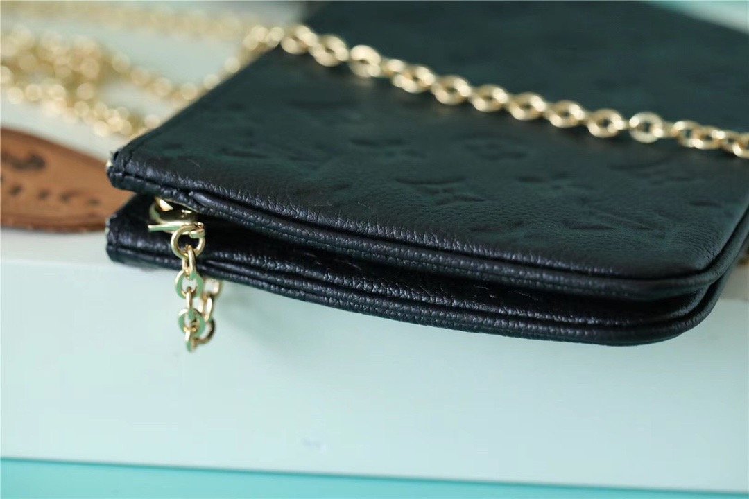 Louis Vuitton Double Zip Pochette Monogram Empreinte Black For Women,  Shoulder and Crossbody Bags 7.9in/20cm Louis Vuitton M68568