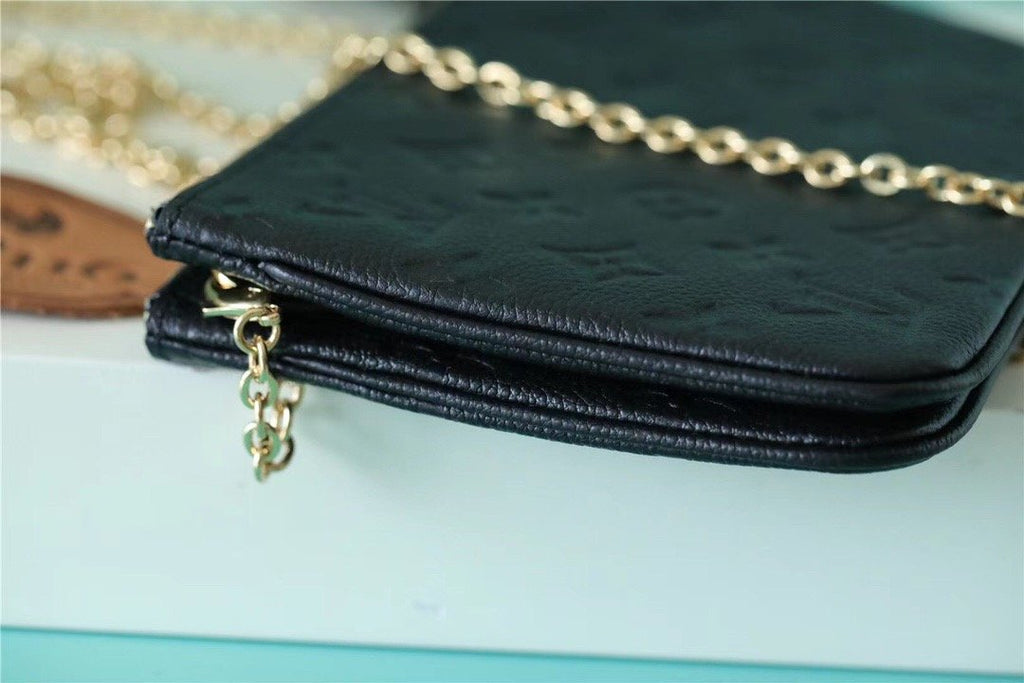 Louis Vuitton Double Zip Pochette Monogram Empreinte Black For Women,  Shoulder and Crossbody Bags 7.9in/20cm Louis Vuitton M68568