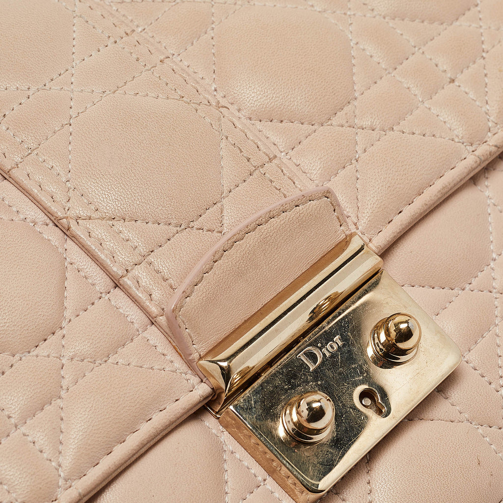 Dior Beige Cannage Leather Miss Dior New Lock Pouch Bag