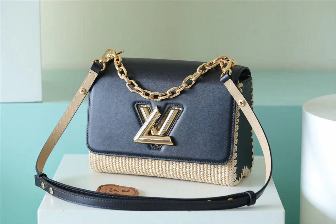 Louis Vuitton Twist MM Raffia Black For Women,  Shoulder And Crossbody Bags 9.1in/23cm Louis Vuitton 