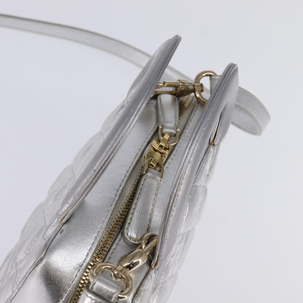 Christian Dior Lady Cannage Matelassé Silver Leather Bag (Pre-Owned)