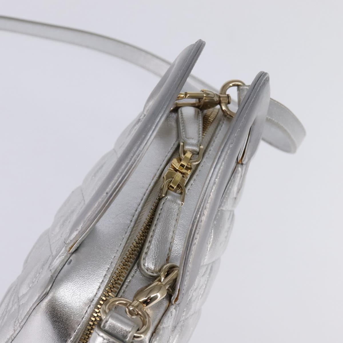 Christian Dior Lady Cannage Matelassé Silver Leather Bag (Pre-Owned)