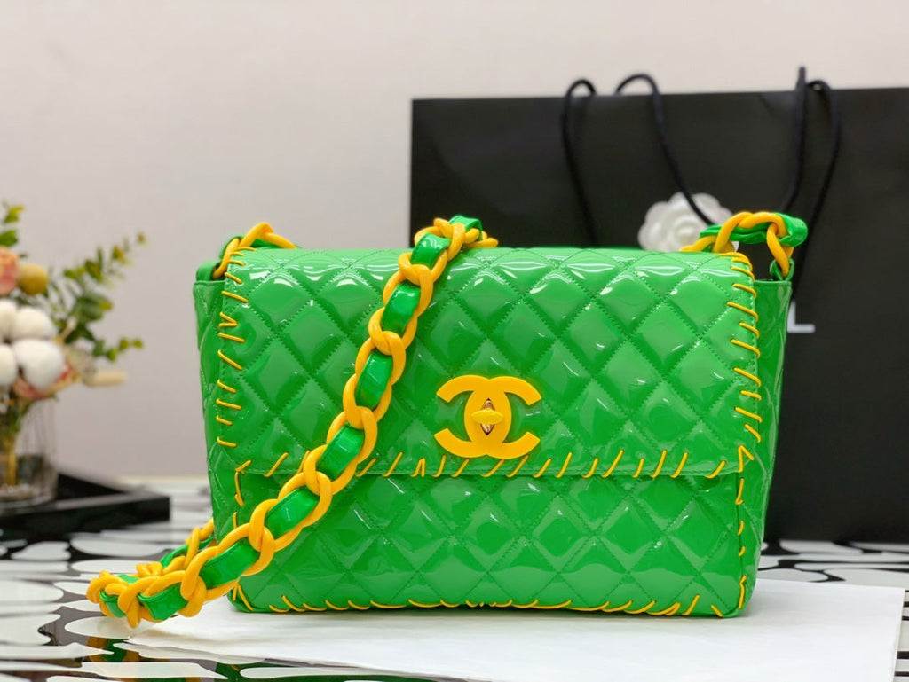 CHLVinyl Classic Green and Yellow Shoulder bag For Women 29cm/11.5in