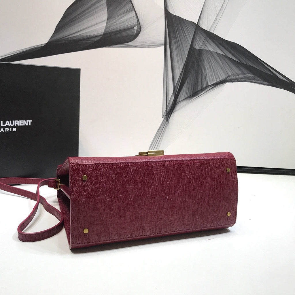 YSSL Cassandra Medium Top Handle Bag In Grain Burgundy For Women 9in/24.5cm YSL Â 578000BOW0W6475