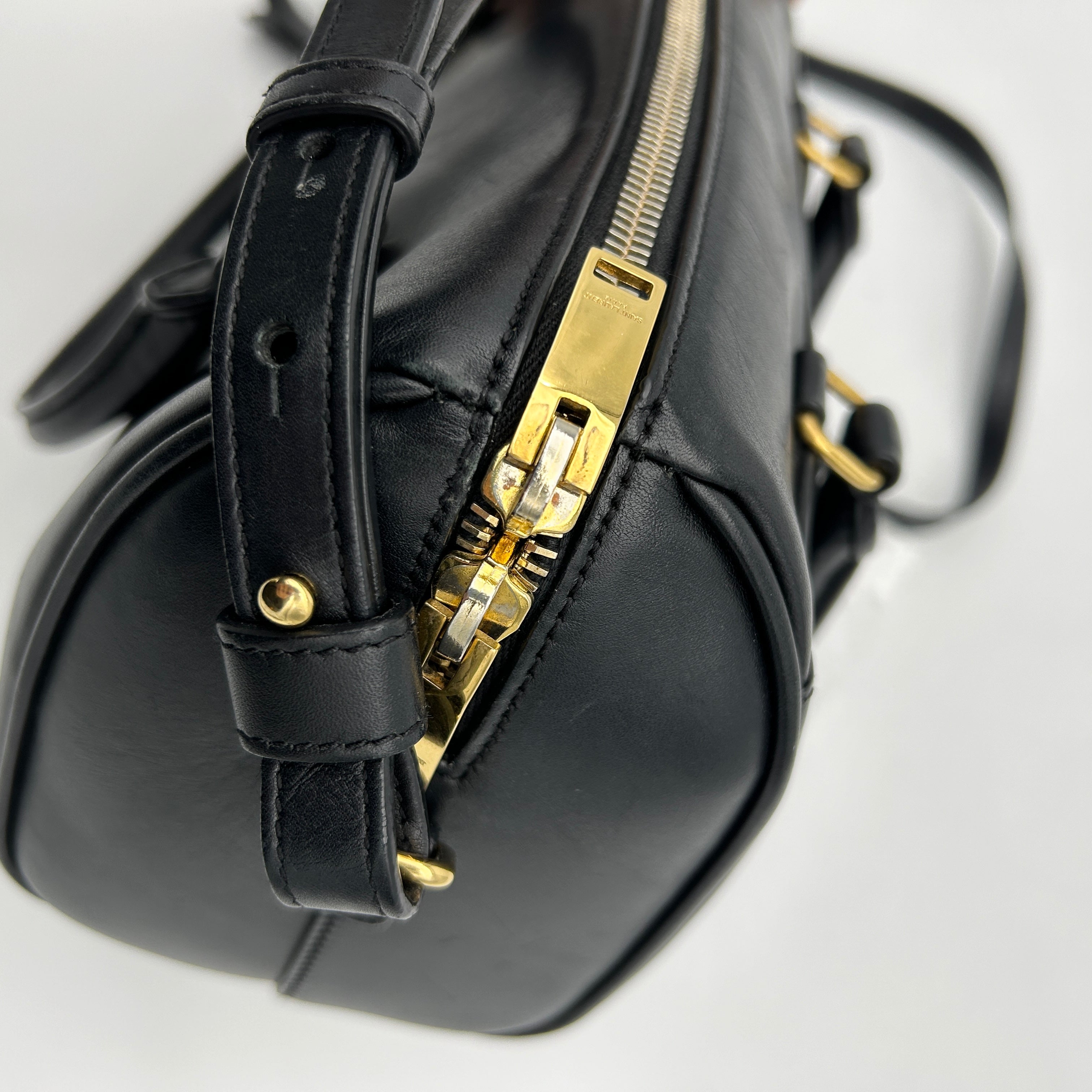 Saint Laurent Black Calfskin Classic Baby Duffle Bag With Strap