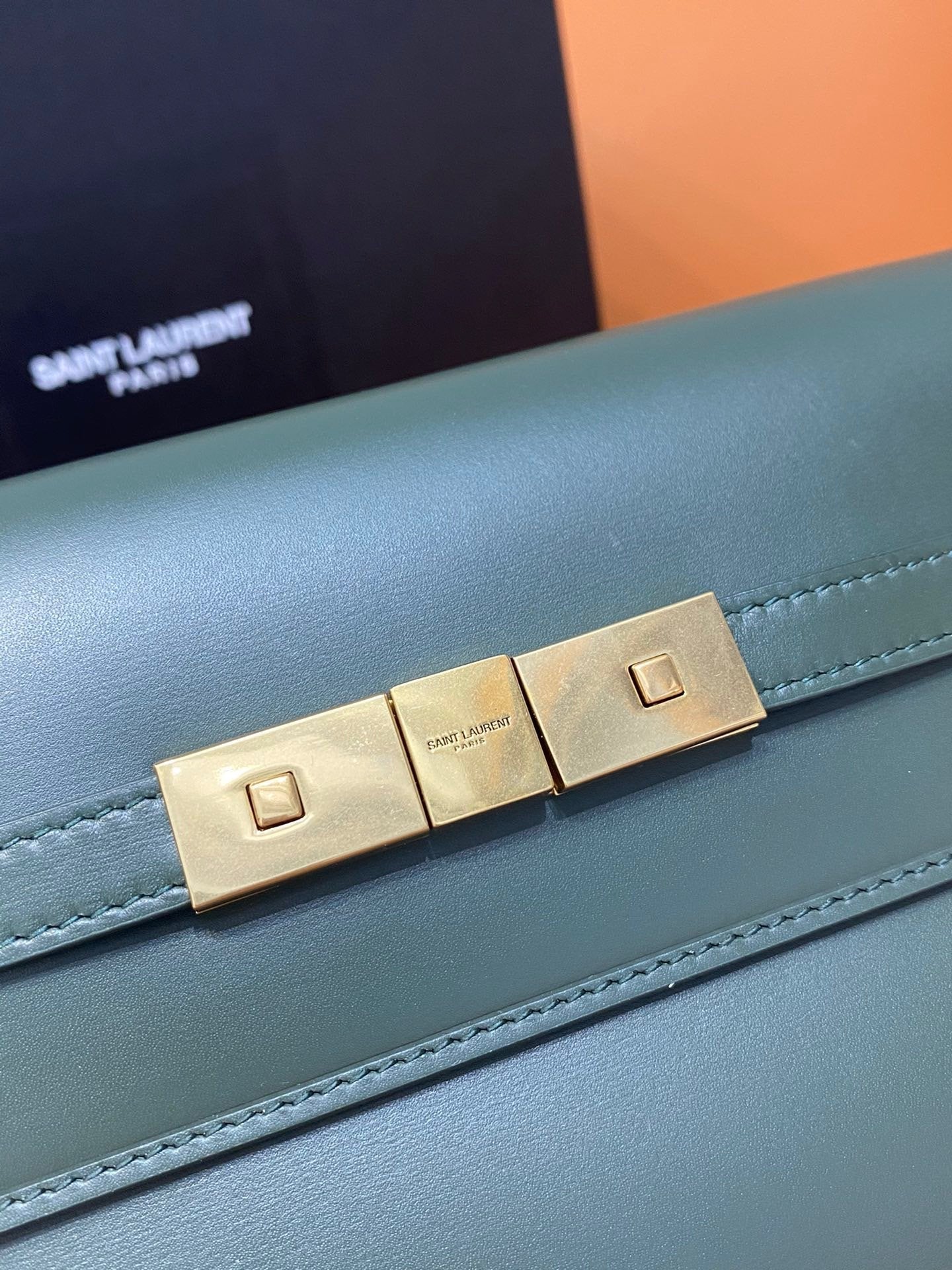 Manhattan Small Shoulder Bag Dark Green For Women 9.4in/24cm YSL