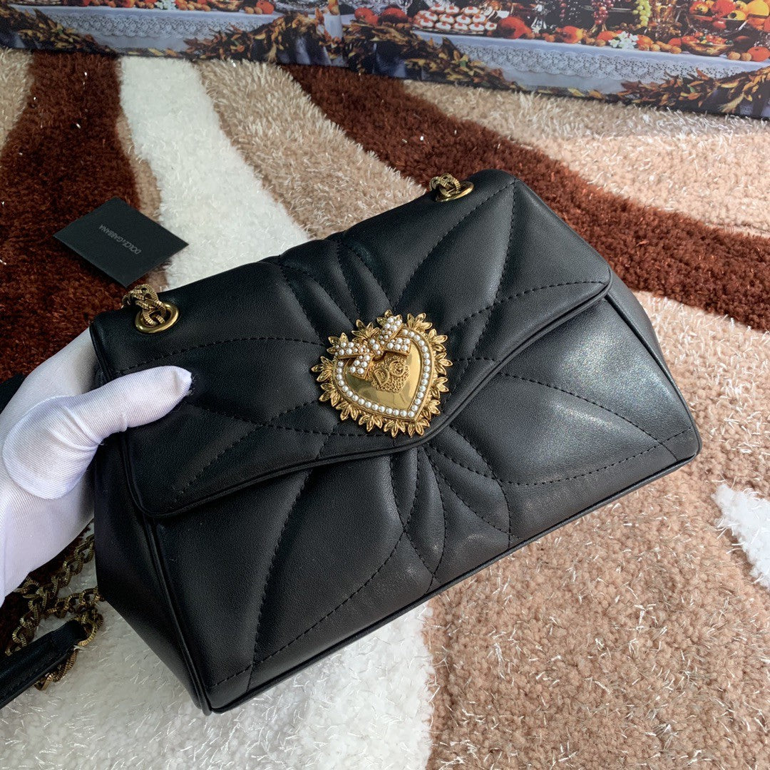 DG MeDiorum Devotion Shoulder Bag In Quilted Nappa Black For Women 10.2in/26cm DG 