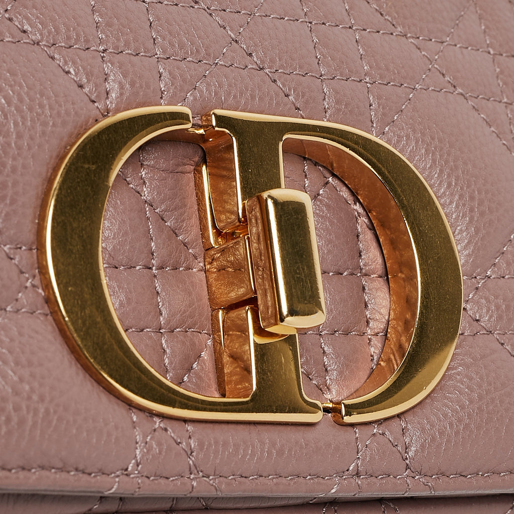 Dior Old Rose Cannage Leather Small Caro Shoulder Bag