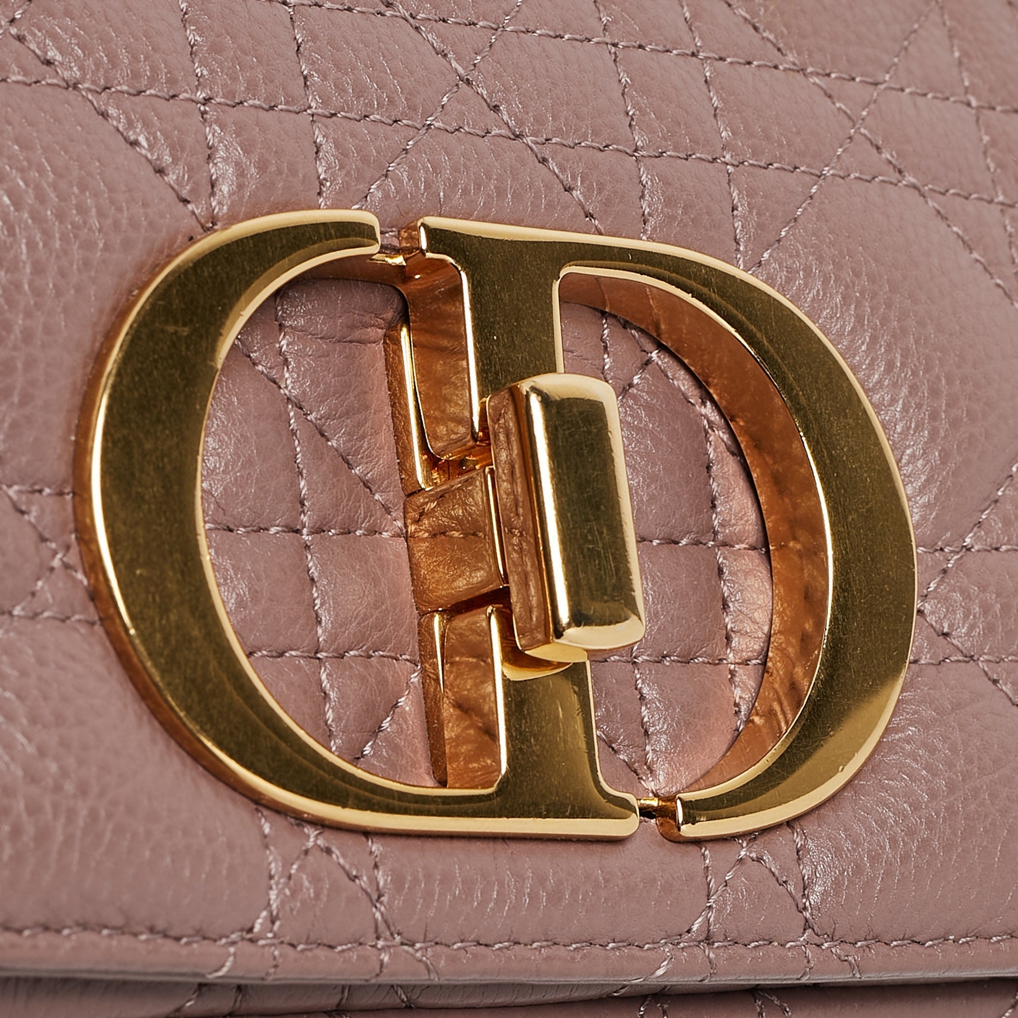 Dior Old Rose Cannage Leather Small Caro Shoulder Bag