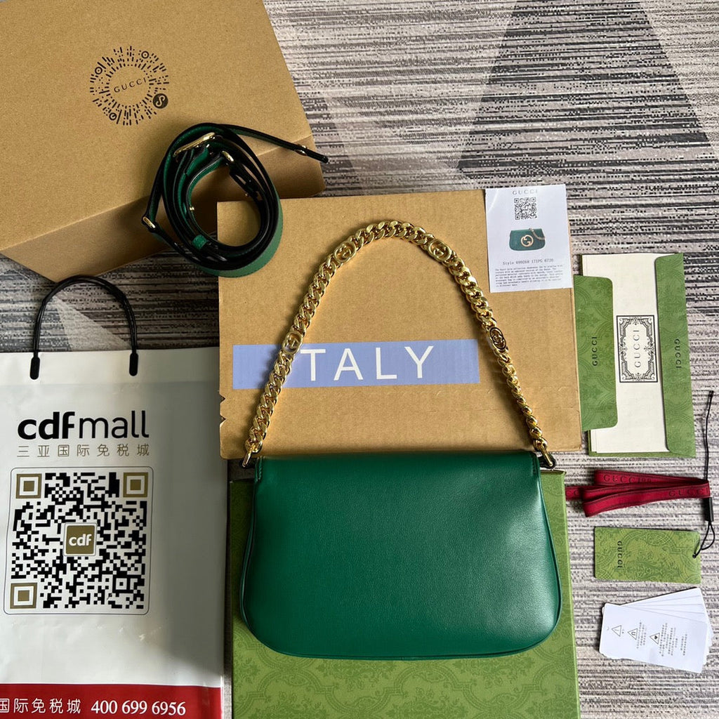 Gucci BlonDiore Shoulder Bag Green For Women, Women’s Bags 11in/28cm Gucci‎