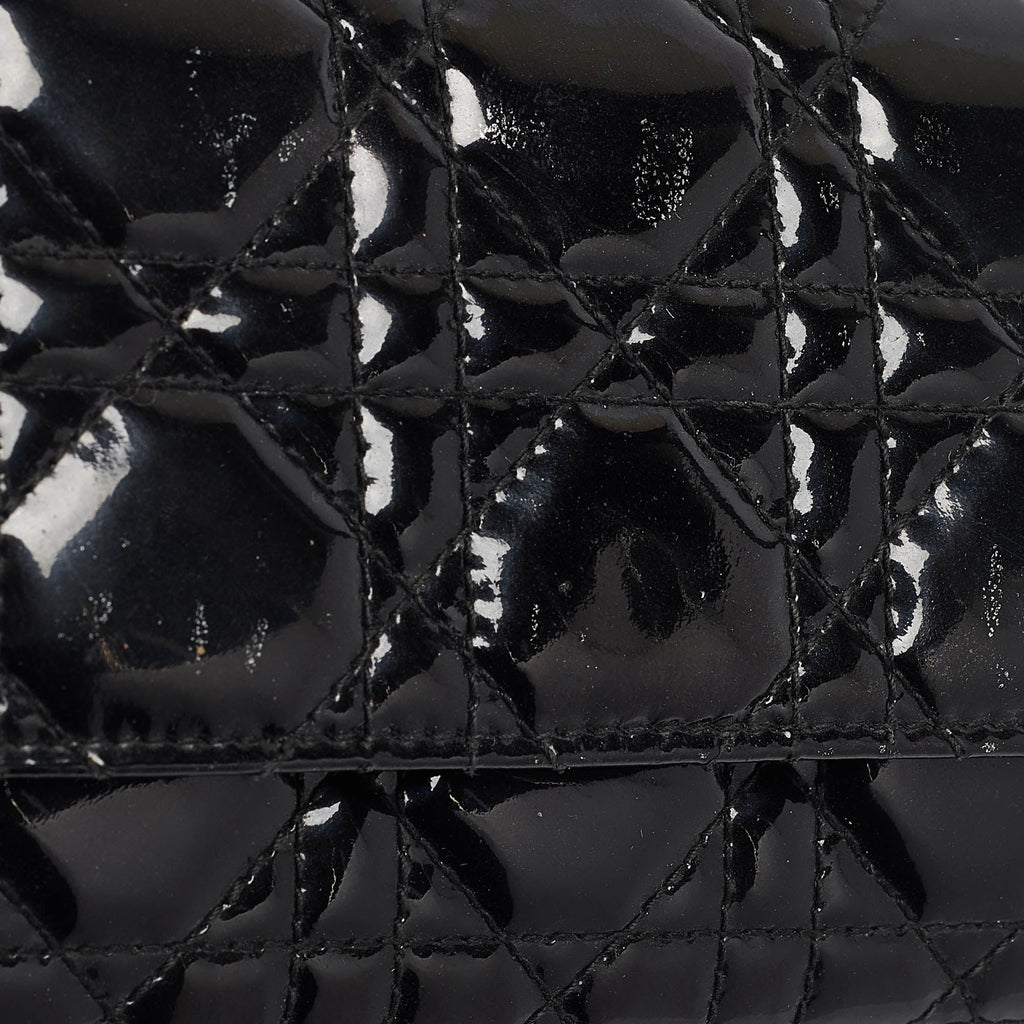 Dior Black Cannage  Leather Lady Dior Wallet On Chain