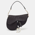 Dior Black Oblique Canvas And  Leather Xs Saddle Bag