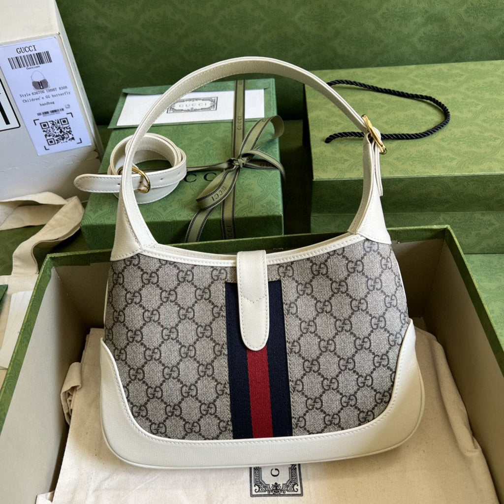 Jackie 1961 Small Shoulder Bag Beige And Ebony Supreme Canvas For Women 11in/28cm 636706 HUHHG 9794