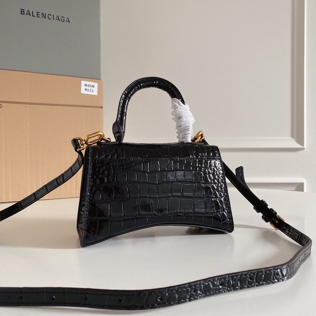 Balenciaga Hourglass XS Handbag In Black, For Women, WomenÂs Bags 7.4in/19cm