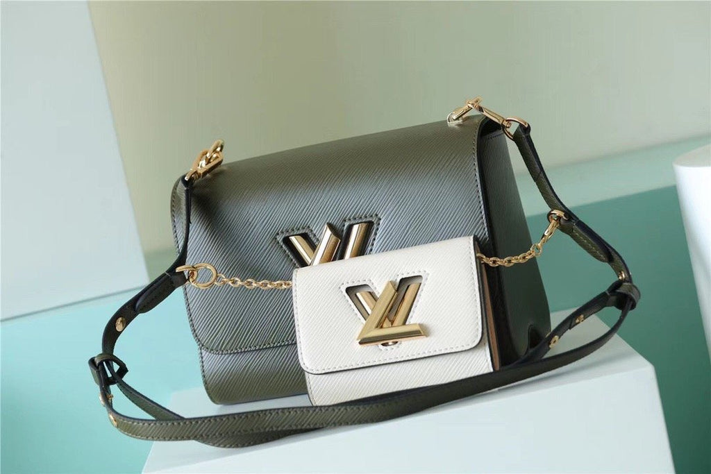 Louis Vuitton Twist MM Bag, Shoulder and Cross Body Bags For Women Kaki / Quartz White 9.1in/23cm Louis Vuitton M59884