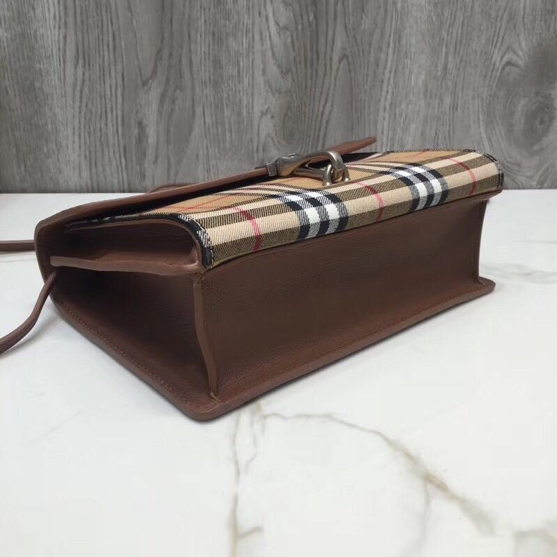 Small Vintage Check And Crossbody Bag Brown For Women, WomenÃ¢â‚¬â„¢s Bags 9in/24cm