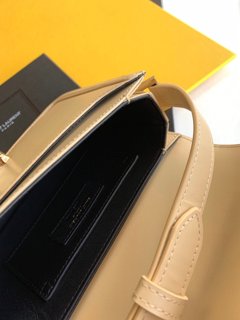 YSSL Solferino Small Satchel Bag Beige In Box With Gold Hardware 7in/19cm YSl 6343060SX0W9207