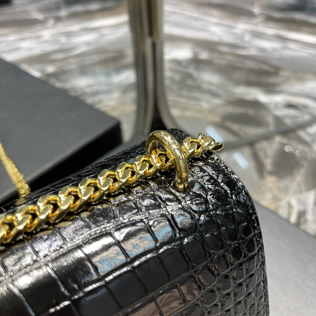 YSSL Sunset Medium Chain Bag For Women 8in/22cm Black YSL 442906DND0J1000