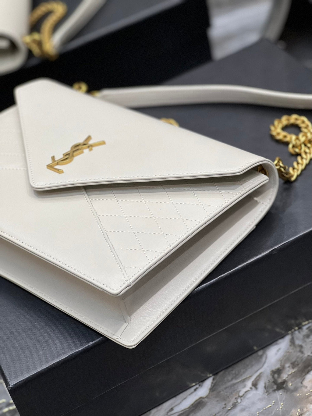 Top Quality Gaby Chain Bag White With Gold Hardware For Women 10.4in/27cm YSL