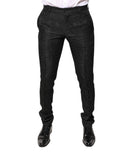 Dolce & Gabbana Black Floral Jacquard Mid Waist Dress Pants
