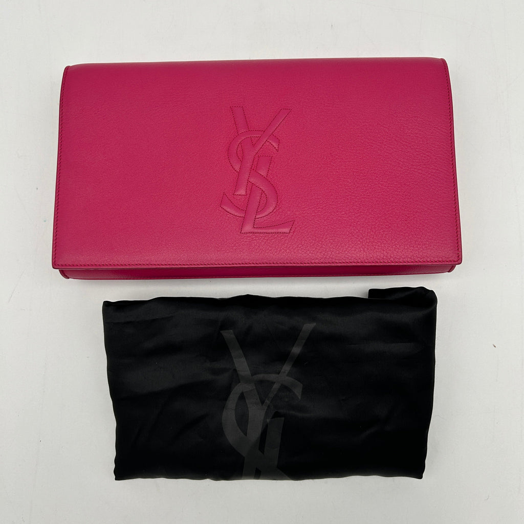 Saint Laurent Belle de Jour Pink Leather Clutch Medium