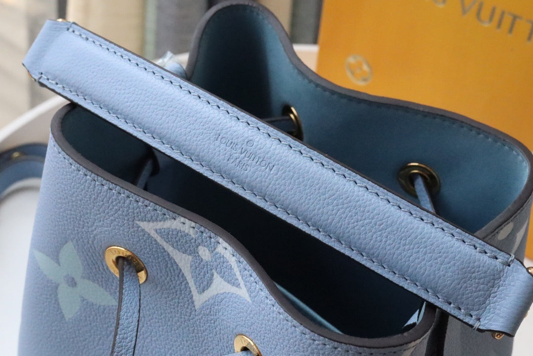 Louis Vuitton NeoNoe BB Bucket Bag Monogram Empreinte Blue For Women, Women’s Handbags, Shoulder Bags 7.9in/20cm Louis Vuitton M45709