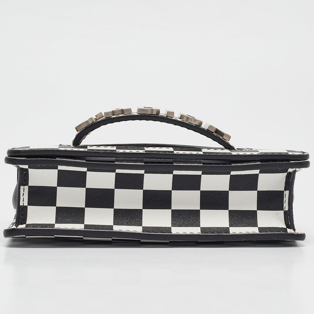 Dior Black/white Leather Mini Checkered J'adior Crossbody Bag