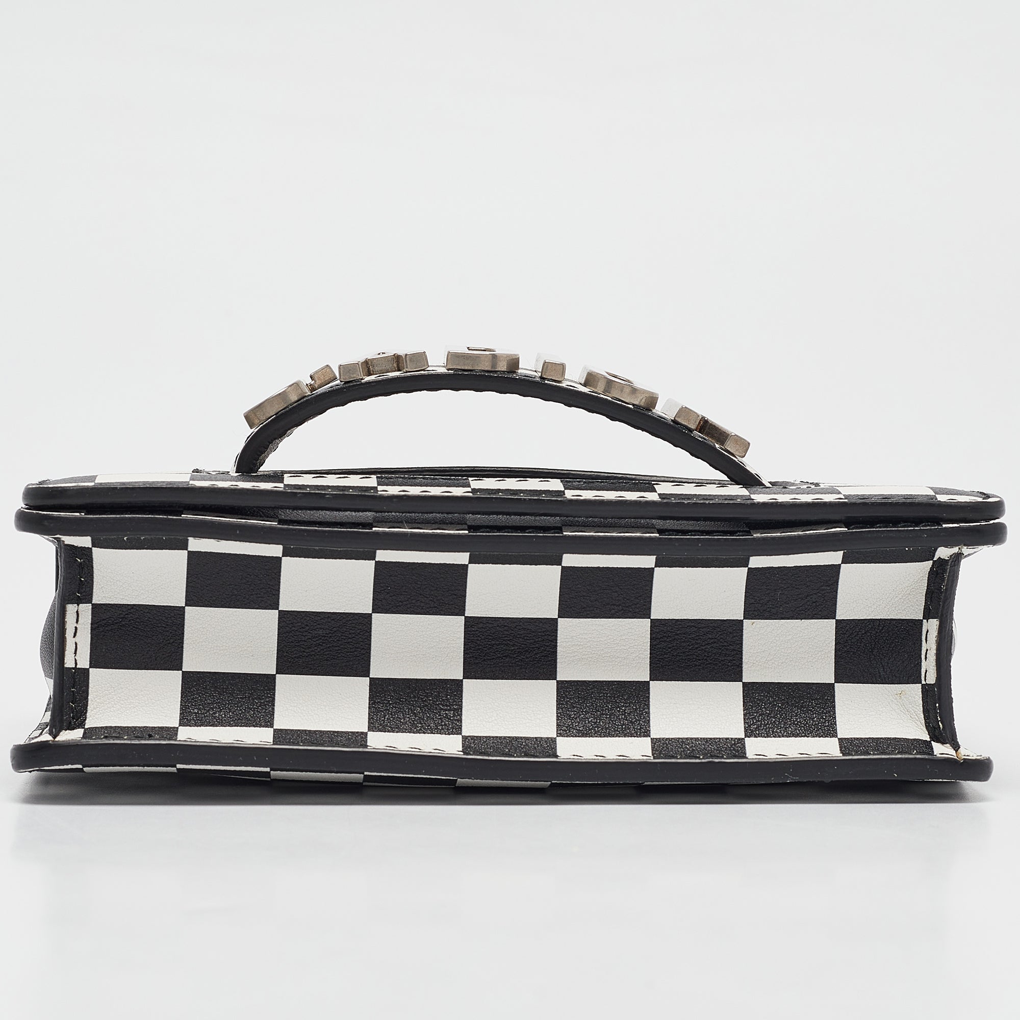 Dior Black/white Leather Mini Checkered J'adior Crossbody Bag
