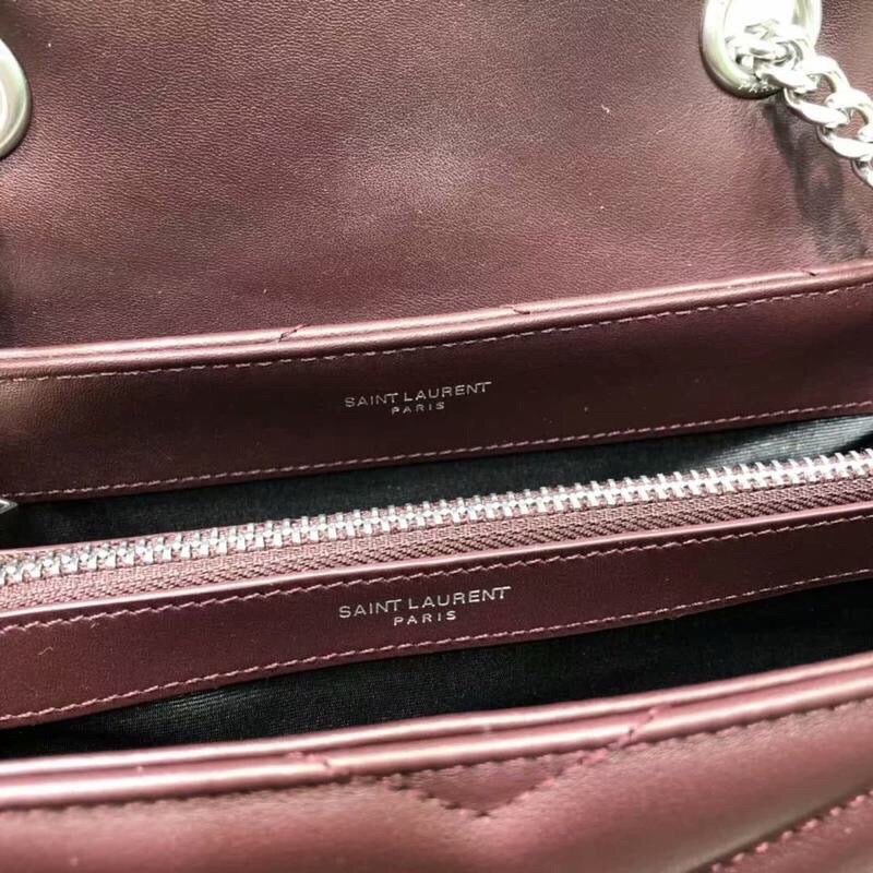 Top Quality Loulou Small Chain Bag In MatelassÃ© "Y" Burgundy For Women 9.8in/23cm YSLÂ 