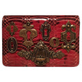 Dolce and GaBurberryana Maroon Snakeskin Keyhole Clutch Bag