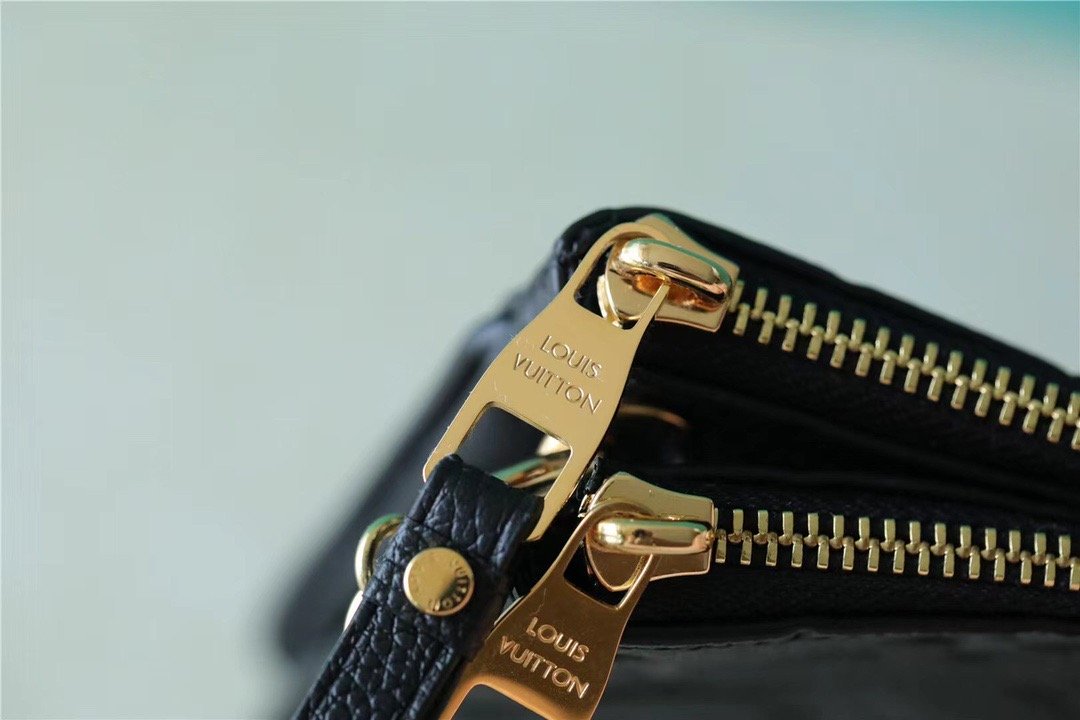 Louis Vuitton Double Zip Pochette Monogram Empreinte Black For Women,  Shoulder and Crossbody Bags 7.9in/20cm Louis Vuitton M68568