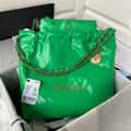 Chanel 22 Handbag Gold Hardware Shiny Green For Women Handbags, Shoulder Bags 16.5in/38cm AS3261