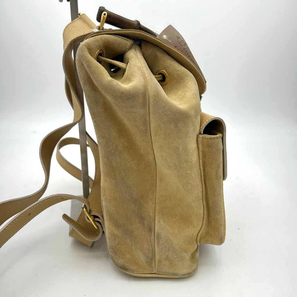 GUCCI Bamboo Shoulder Bag Suede Brown Gold WDgu6626ck