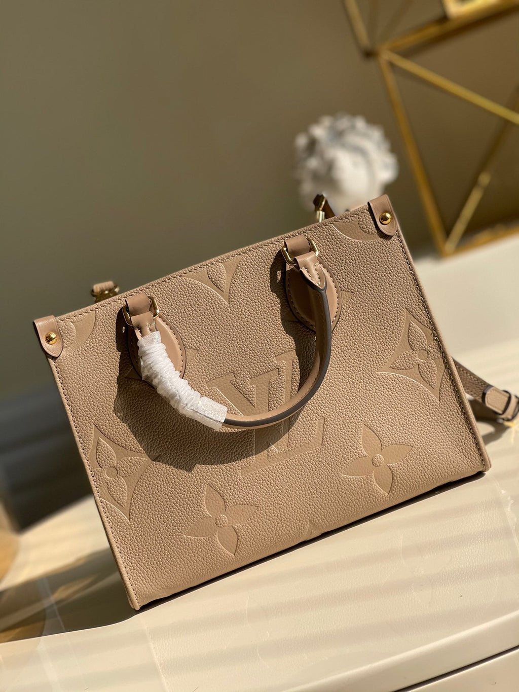 Louis Vuitton OnTheGo PM Tote Bag Monogram Empreinte Beige For Women, WomenÃƒÂ¢Ã¢â€šÂ¬Ã¢â€žÂ¢s Handbags, Shoulder And Crossbody Bags 9.8in/25cm Louis Vuitton