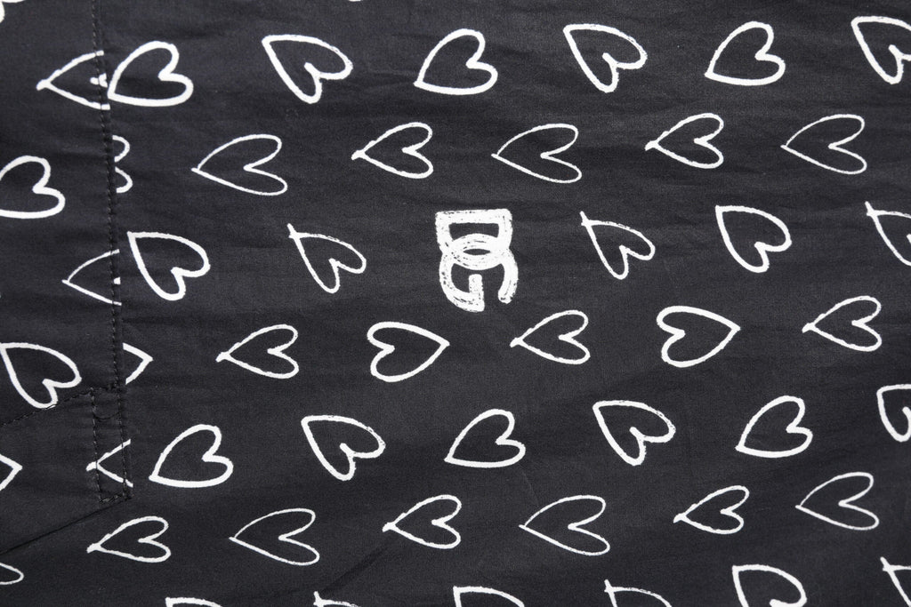 Dolce & Gabbana Black Heart Print Hooded Windbreaker Jacket