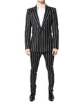 Dolce & Gabbana Black Striped SICILIA Formal 2 Piece Suit