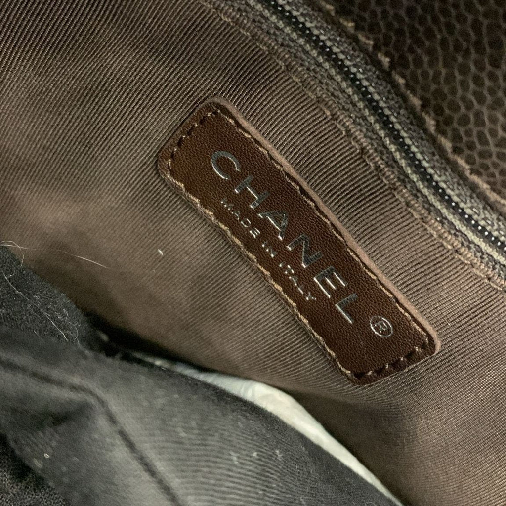 Chanel Petite Quilted Caviar Leather Shopping Tote Shoulder Bag Dark Brown