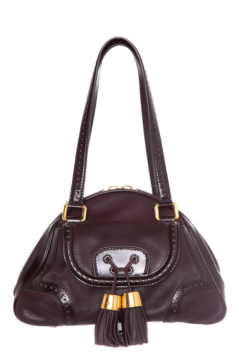 Celineline Brown Winged- Tip Tassle Detail  Shoulder Bag