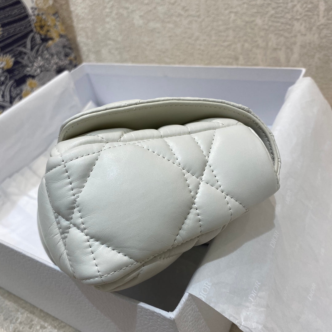 Mini Caro Bag Latte Matte Padded Macrocannage, Latte White, For Women WomenÃ¢â‚¬â„¢s Handbags, Crossbody Bags, 20cm CD